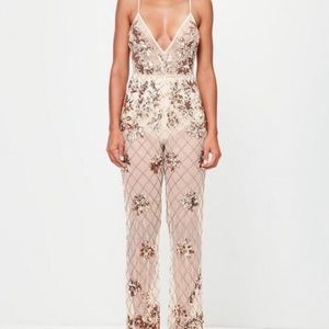 MISSGUIDED PEACE & LOVE EMBELLISHED CAMI JUMPSUIT